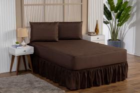 Kit Capa Protetor de Colchão Queen Impermeável + 2 Protetor de Travesseiro + Saia Box com 2 Elásticos Ajustáveis