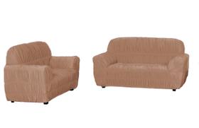 Kit Capa protetor de Sofá 3 e 2 Lugares Jogo elasticada de malha - Avelã