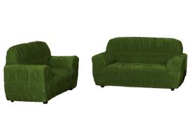 Kit Capa protetor de Sofá 3 e 2 Lugares Jogo elasticada de malha - Verde Kit Capa protetor de Sofá 3 e 2 Lugares Jogo elasticada de malha - Verde