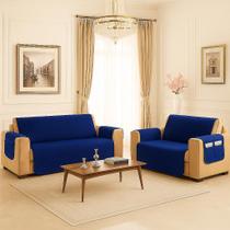 Kit Capa Protetor de Sofá Retratil 2 e 3 Lugar Reclinável com Porta Objetos 5 Lugares Matelado