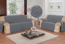 KIt Capa Protetor de Sofá Retratil 3 e 2 Lugares com Porta Objetos