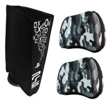 Kit Capa Protetora Antipoeira Ps5 Console + 2 Cases Estojo