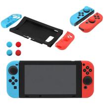 Kit Capa Protetora de Silicone Para Nintendo Switch e Joy-con + 4 Caps