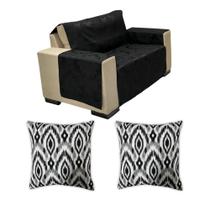 Kit Capa Protetora de Sofá com Braços Jacquard e 2 Capas de Almofada