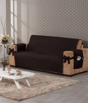 Kit Capa Protetora Pra Sofa Matelado Com Laço 3 Lugares Menor Preço Marrom