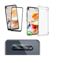 Kit Capa Reforçada LG K61 + Película De Vidro 3D 9D + Película Da Lente Câmera