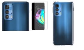Kit Capa Reforçada + Película De Nano Gel + Película Da Lente Câmera Compatível Moto Edge 20 Pro XT2153