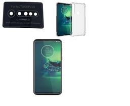 Kit Capa Reforçada + Película De Nano Gel + Película Da Lente Câmera Moto G8 Plus