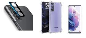 Kit Capa Reforçada + Película De Nano Gel + Película Da Lente Câmera Samsung Galaxy S21