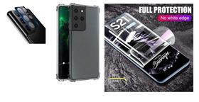 Kit Capa Reforçada + Película De Nano Gel + Película Da Lente Câmera Samsung Galaxy S21 Ultra - DVACESSORIOS