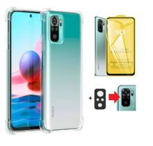 Kit Capa Reforçada Rredmi Note 10 10s + Película De Vidro 3D 9D + Película Da Lente Câmera