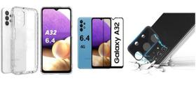 Kit Capa Reforçada Samsung Galaxy A32 4G + Película De Vidro 3D 9D + Película Da Lente Câmera