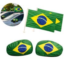 Kit Capa Retrovisor Brasil Copa 2026 Bandeira Automotiva Carro Universal 4 Itens