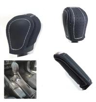 Kit Capa Revestida em Couro Manopla Câmbio Manual e Alavanca Freio de Mão Renault Fluence