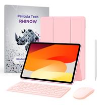 Kit Capa Rosa Bebê Slim para Xiaomi Redmi Pad SE 11": Película de vidro + Caneta Precision + Teclado + Mouse