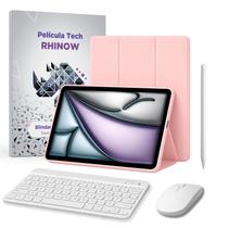 Kit Capa Rosa Slim para iPad Air 11” (modelos 2024 - 2026) + Película + Caneta + Teclado e Mouse