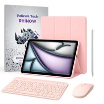 Kit Capa Rosa Slim para iPad Air 11” (modelos 2024 - 2026) + Película + Caneta + Teclado e Mouse