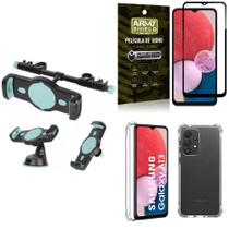 Kit Capa Samsung A13 4G + Suporte Veicular 3 Em 1 + Película