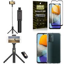 Kit Capa Samsung M23 5G +Mini Tripé Selfie Bluetooth +Película 3D Armyshield