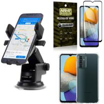 Kit Capa Samsung M23 5G + Suporte Veicular Ventosa Automático + Película Vidro 3D
