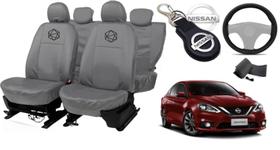 Kit Capa Sentra 15-20+ Couro Cinza + Chaveiro Kit Capa Sentra 15-20+ Couro Cinza + Chaveiro