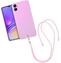 Kit Capa Silicon Veloz para Samsung Galaxy A05 Cordão Phone Strap Flex Rosa Gshield Kit Capa Silicon Veloz para Samsung Galaxy A05 Cordão Phone Strap Flex Rosa Gshield