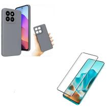 Kit Capa Silicone Case Cinza + Película 3D Tela Toda Curvada Moto Edge 60 Fusion