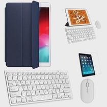 Kit Capa Smart Case Azul Escuro / Teclado e Mouse branco e Película Compativel iPad Mini 6 - 2022 8,3
