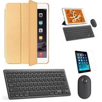 Kit Capa Smart Case Dourado / Teclado e Mouse preto e Película para iPad 2021 9a Geração 10.2"