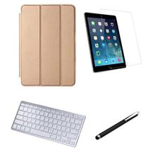 Kit Capa Smart Case iPad 9a Geração 10.2 /Can/Pel e Teclado Branco - Dourado