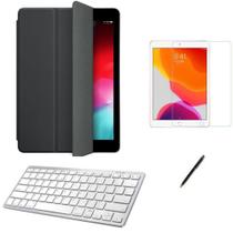 Kit Capa Smart Case iPad 9a Geração 10.2 /Can/Pel e Teclado Branco - Preto