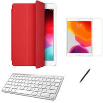 Kit Capa Smart Case iPad 9a Geração 10.2 /Can/Pel e Teclado Branco - Vermelho - Global Cases