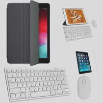 Kit Capa Smart Case Preto / Teclado e Mouse branco e Película compatível iPad 2021 9a Geração 10.2