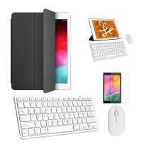 Kit Capa Smart Case Preto / Teclado e Mouse branco e Película para Galaxy Tab A T510/T515