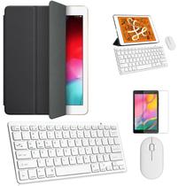 Kit Capa Smart Case Preto / Teclado e Mouse branco e Película para Galaxy Tab A T510/T515