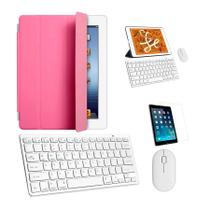 Kit Capa Smart Case Rosa / Teclado e Mouse branco e Película para tablet 2019 7a Geração 10.2"