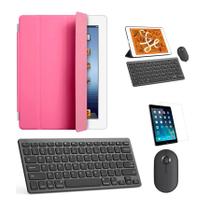Kit Capa Smart Case Rosa / Teclado e Mouse preto e Película para tablet 2020 8a Geração 10.2"