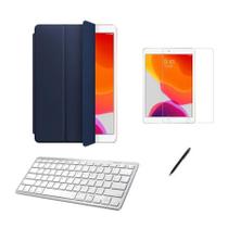 Kit Capa Smart Case tablet 8a Ger 10.2 /Can/Pel e Teclado Branco - Azul Escuro