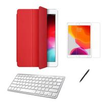 Kit Capa Smart Case tablet 8a Ger 10.2 /Can/Pel e Teclado Branco - Vermelho