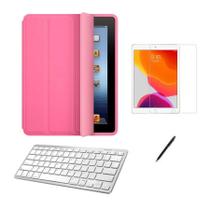 Kit Capa Smart Case tablet Air 4 10.9" /Can/Pel e Teclado Branco - Rosa