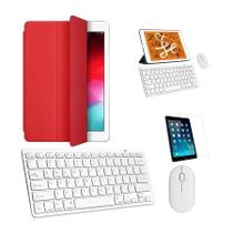 Kit Capa Smart Case Vermelho / Teclado e Mouse branco e Película para tablet 2019 7a Geração 10.2"