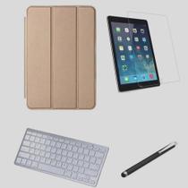 Kit Capa Smart Casecompatível iPad 9a Geração 10.2 /Can/Pel e Teclado Branco - Dourado