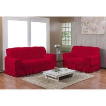 Kit Capa Sofa 2 E 3 Lugares Vermelha - Marcia