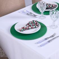 Kit Capa Sousplat Basic Redondo Mesa Posta Jantar Com Base MDF 6 Peças - Verde