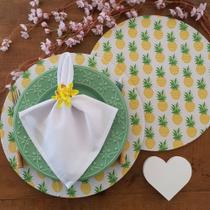 Kit capa sousplat lugar americano base abacaxi 12 + 12 peças