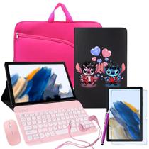 Kit Capa Suporte Giratória Para Tablet Galaxy Tab A8 X200 + Película + Caneta Touch +Teclado e Mouse + Maleta