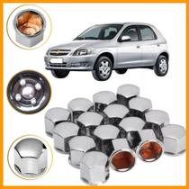 Kit Capa Tampa Parafuso de Roda Cromado 17 mm Universal para carro