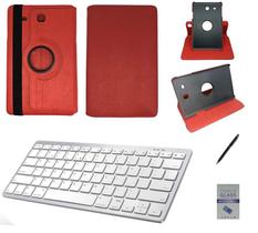 Kit Capa/Teclado Branco/Can/Pel Galaxy Tab E T560/T561 9.6" Vermelho