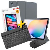 Kit Capa Teclado Mouse Preto Película para Galaxy Tab S6 Lite Suporte Caneta Smart 4x1