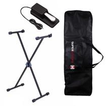 Kit Capa Teclado + Pedal Sustain + Suporte em X